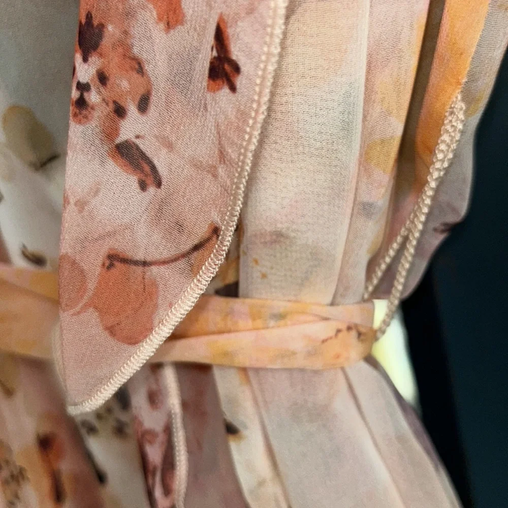 NWT Victoria’s Secret GORGEOUS Chiffon Wrap Belted Ruffle Robe with Bell SleeveS - Picture 7 of 10